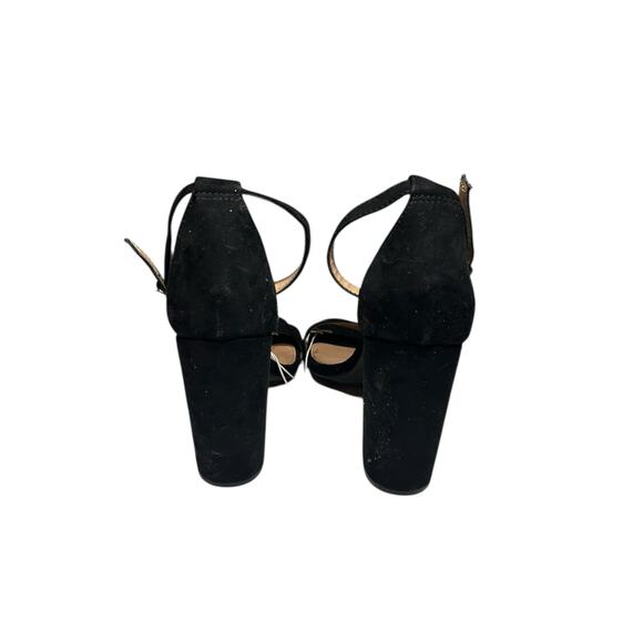 Merona Black Faux Suede Peep Toe Chunky Heels w/ Gold Buckle Size 9 - Picture 4 of 4